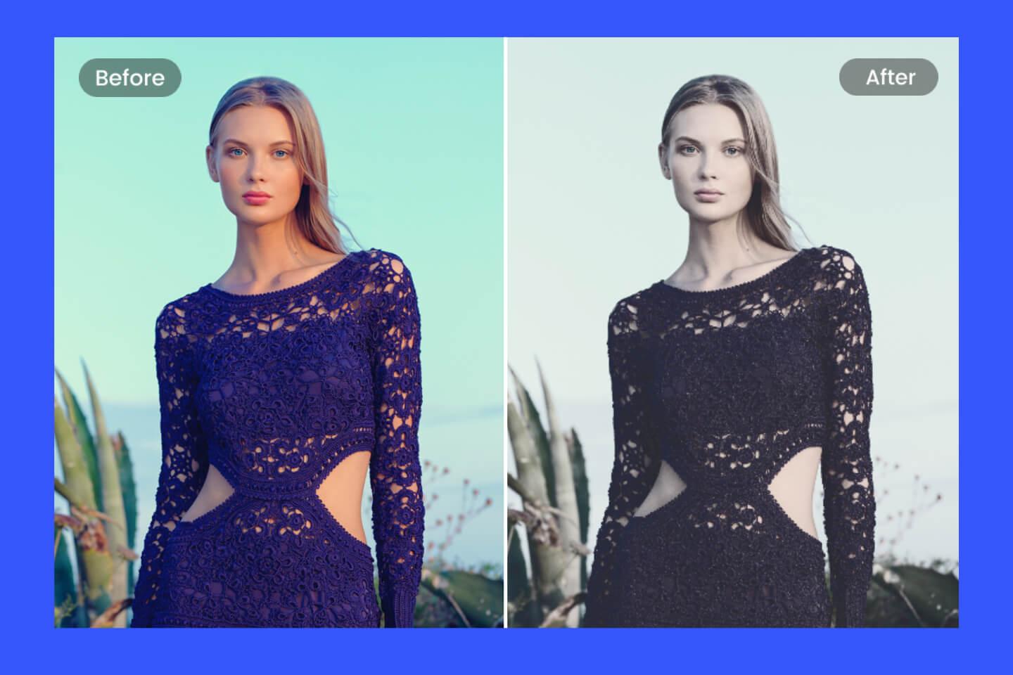 Fade a woman portrait with fotors fade effect