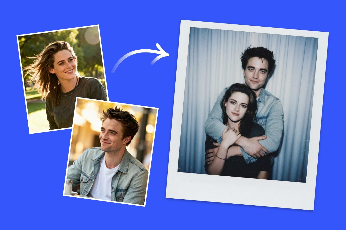 Fotor AI Polaroid photo generator with back hug effect