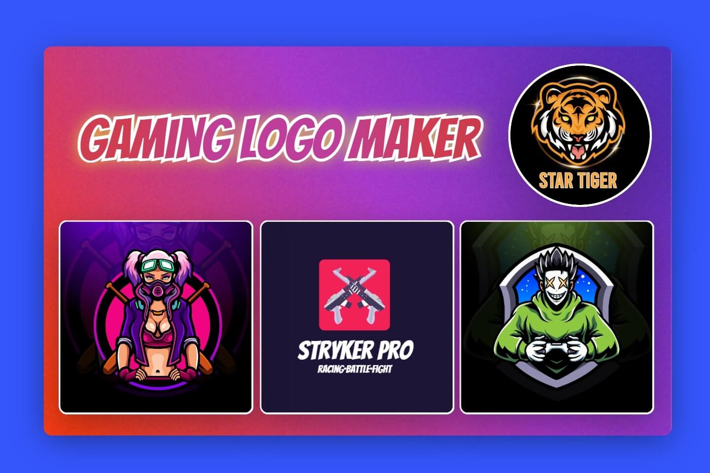 three gaming logos in Fotor gaming logo maker