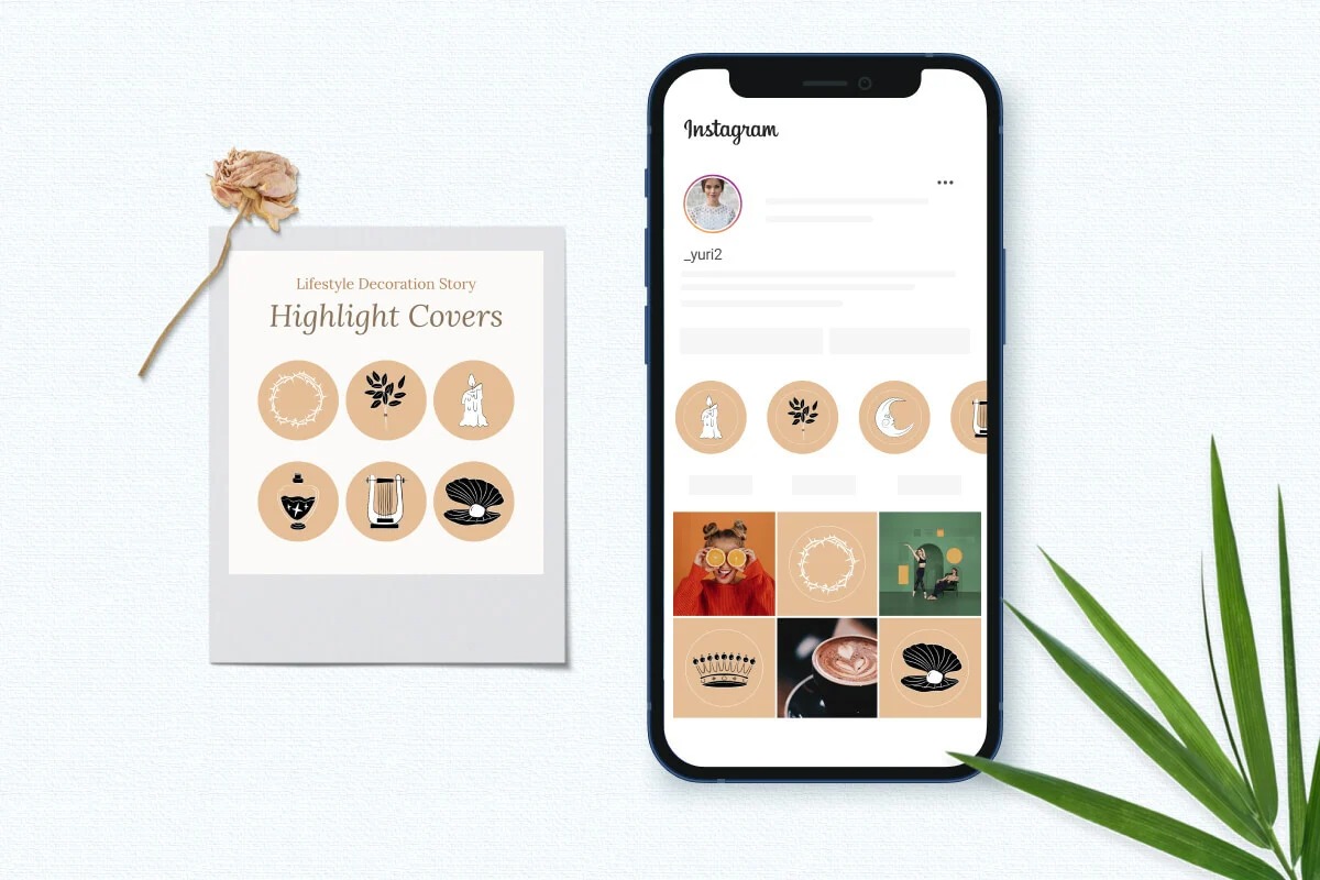 Instagram Highlight Cover Vorlagen von Fotor in verschiedenen Themen