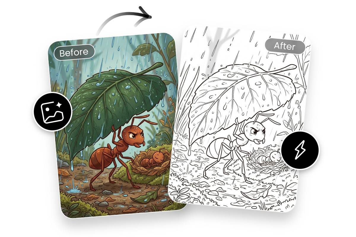 Erstelle selbst Ausmalbilder mit dem Fotor KI-Foto-zu-Ausmalbild-Tool