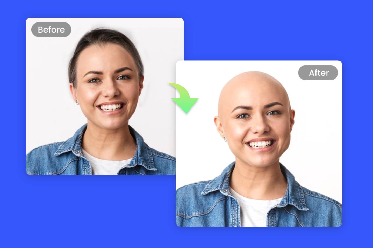 Transform a womans hairstyle into a bald head with Fotors AI bald filter 2023 12 11 030635 ipcn
