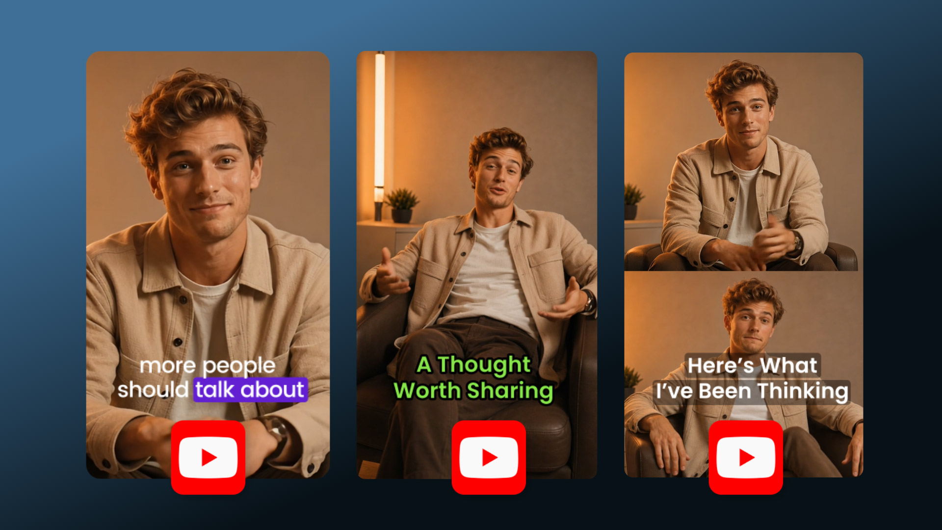 A man interview long video transformed into multiple youtube shorts with fotor youtube shorts maker