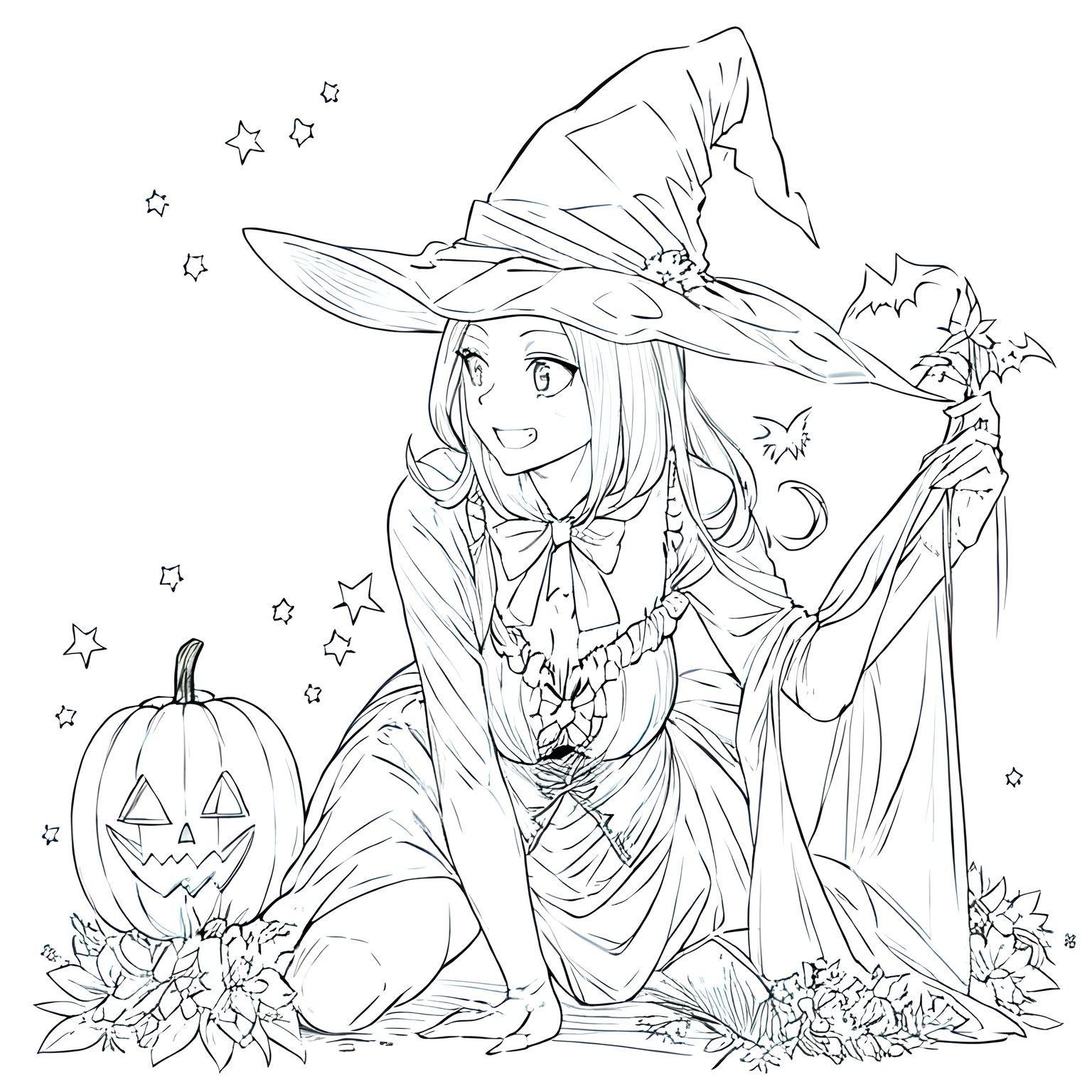 happy halloween witch coloring pages