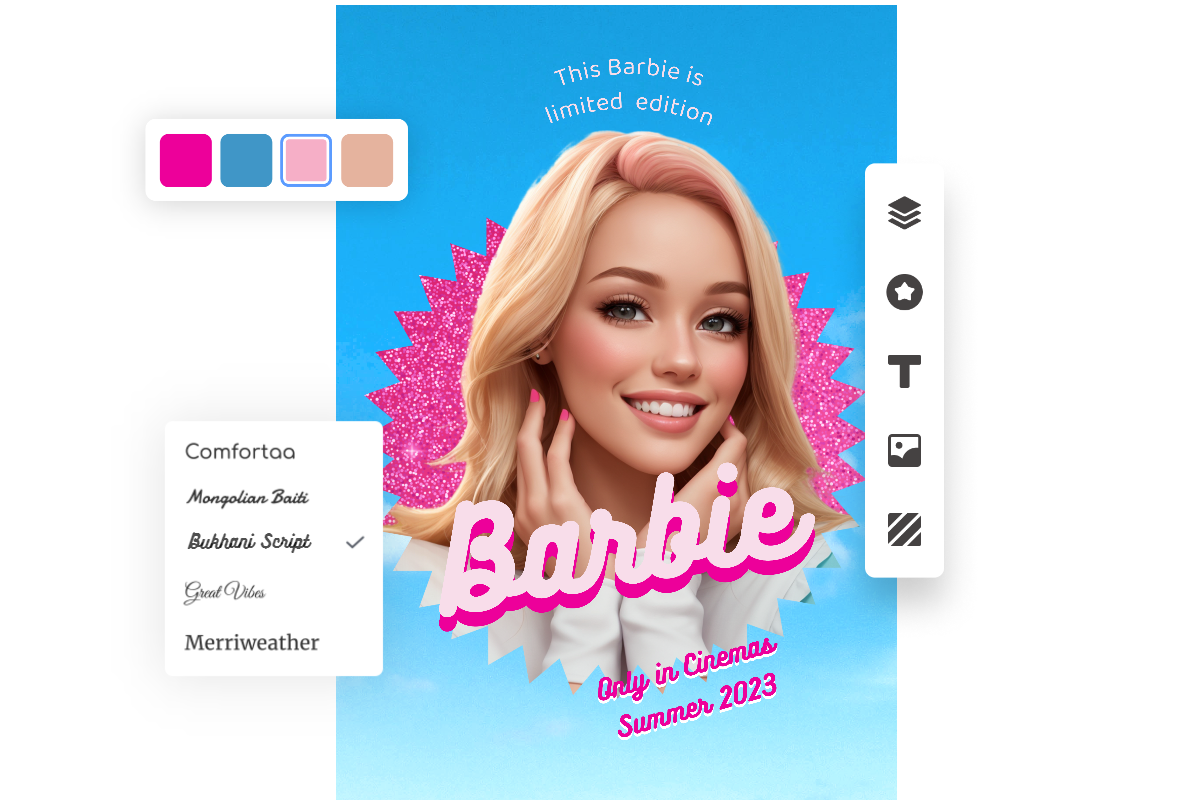 Add barbie fonts to your poster design with barbie font generator