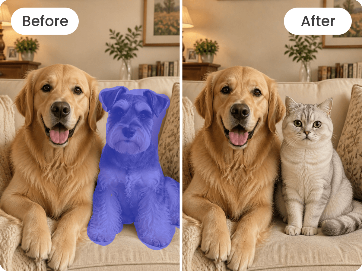 Ai replace head picture to replace a dog to cat
