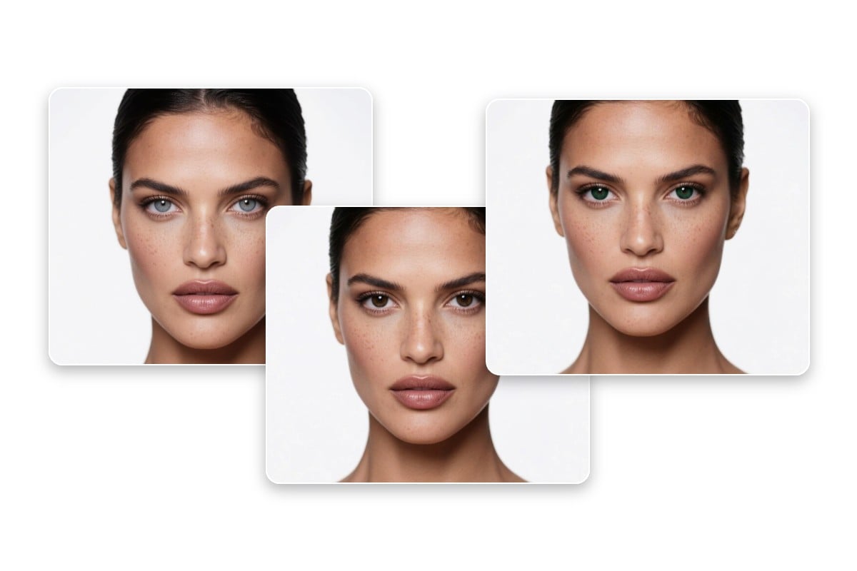 Apply fotors eye color changer in photo to a womans picture