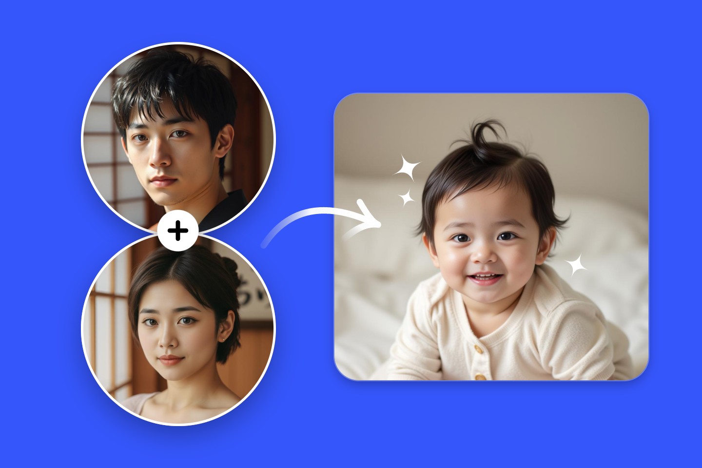 男女二人の顔で赤ちゃんの顔予測