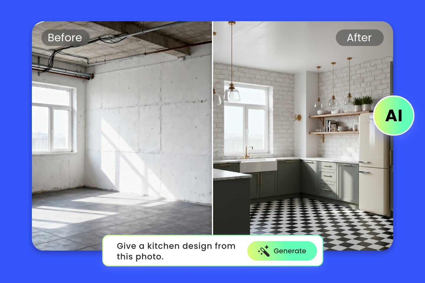 Banner for fotor ai kitchen design feature page