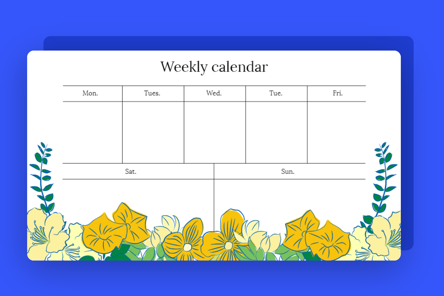 weekly schedule template monday friday