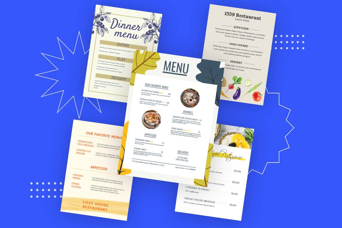 printable dinner menu template