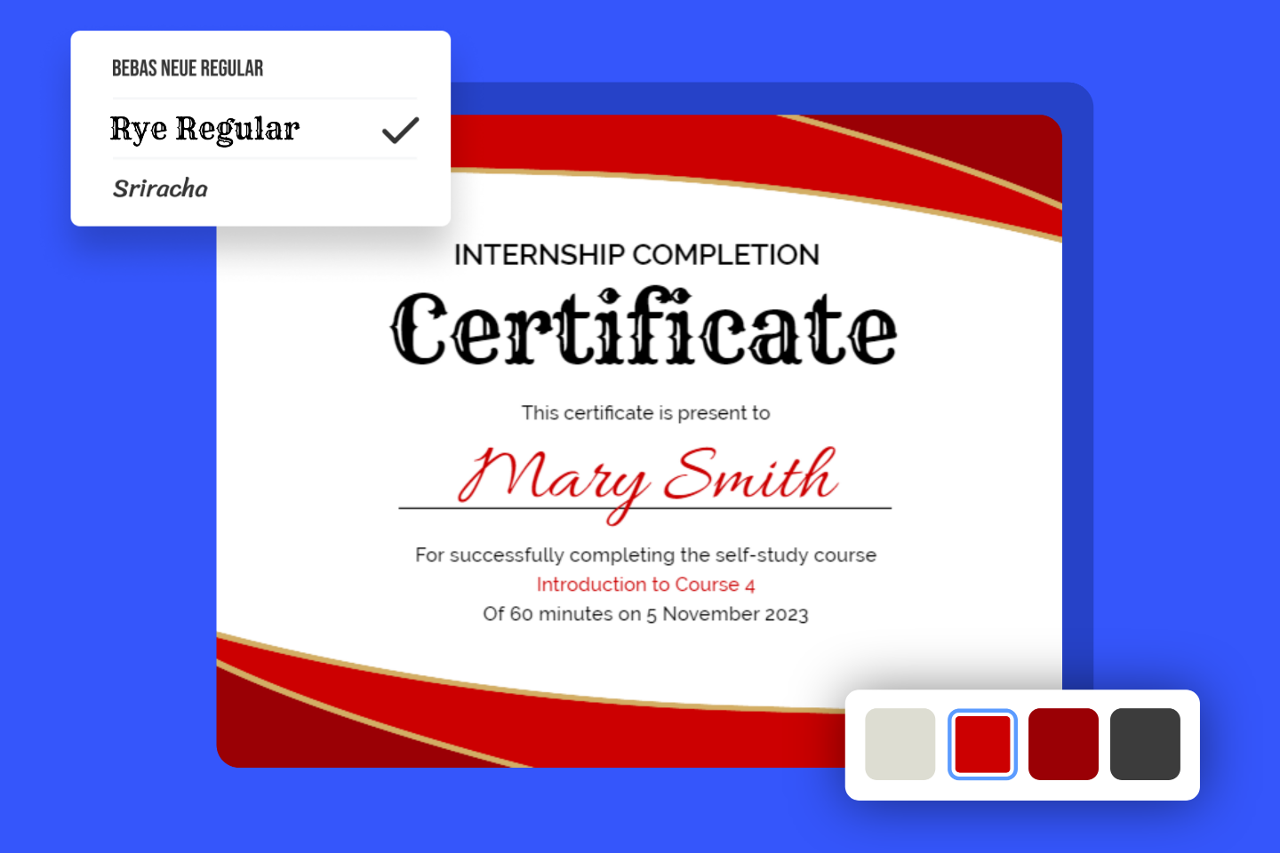 Customize Internship Completion Certificate with Free Certificate