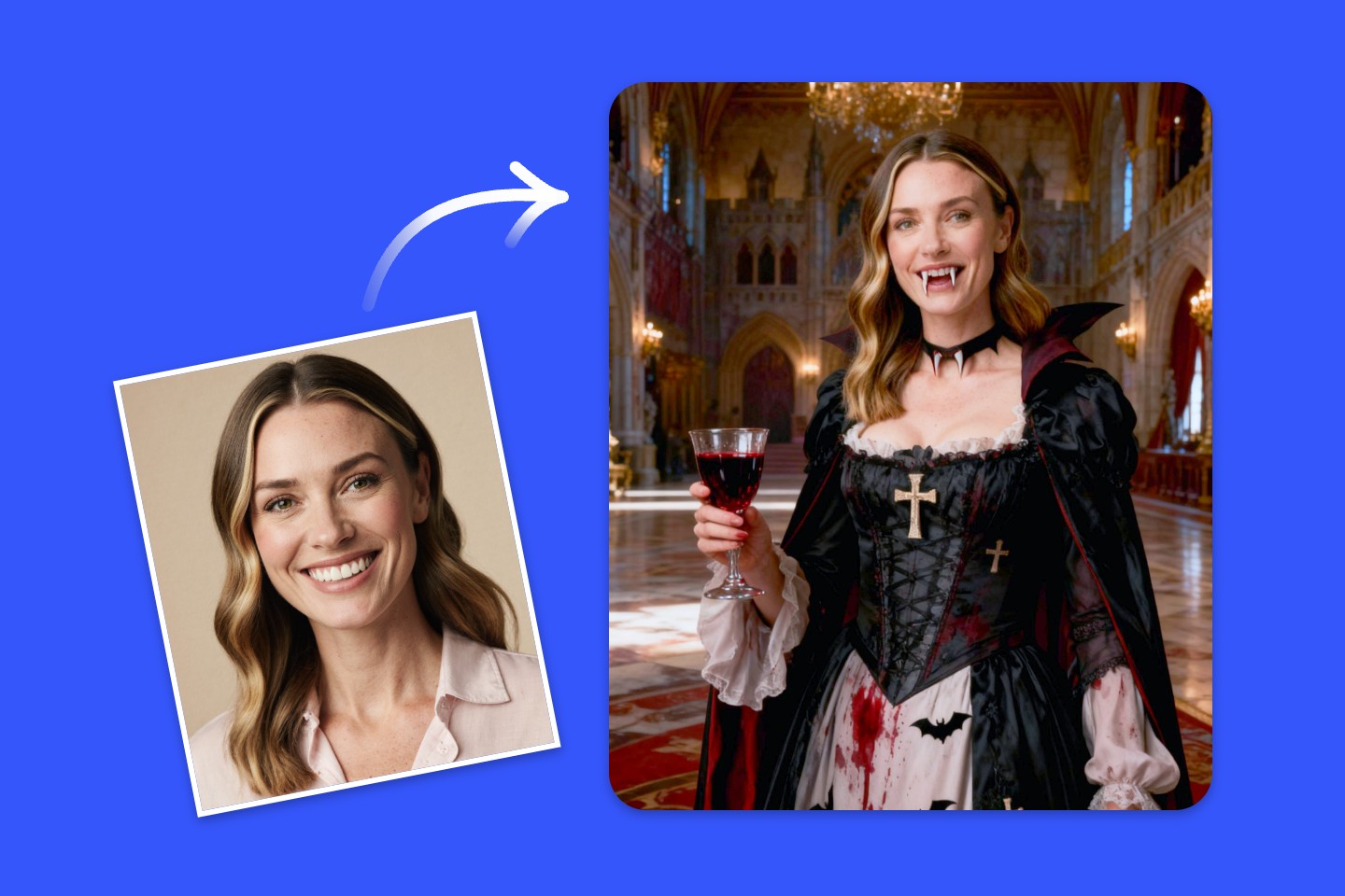 Filtre vampire IA pour Halloween en ligne gratuit avec Fotor