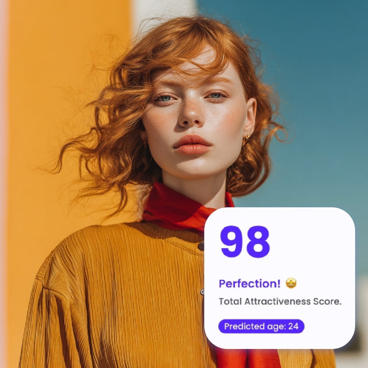 The age guess test result of a beautiful woman generated with fotor age guesser