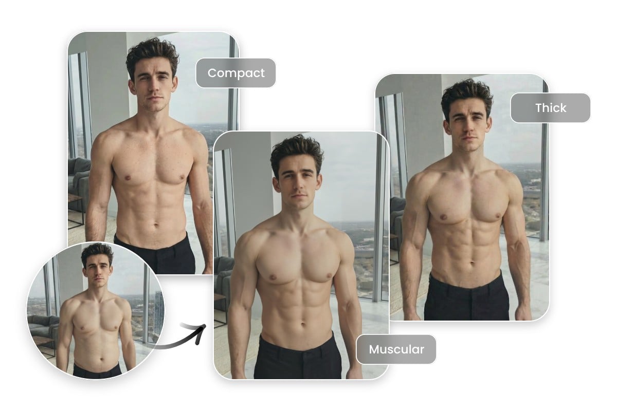 generate different levels of abs for a man using fotor ai abs generator