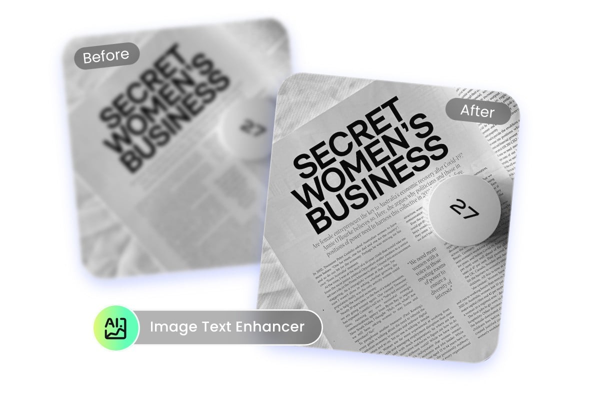 Unblur text in a business magazine image with fotors ai image text enhancer