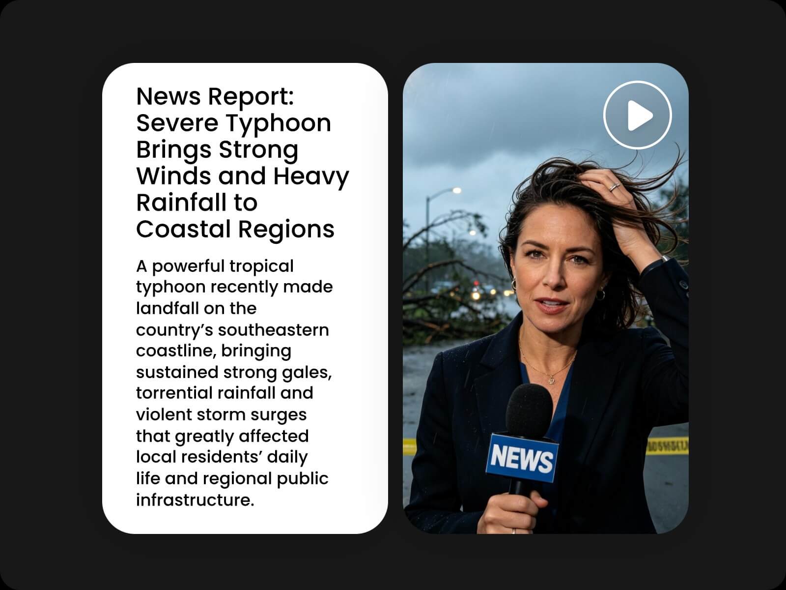 Use ai to turn a typhoon news report into a video