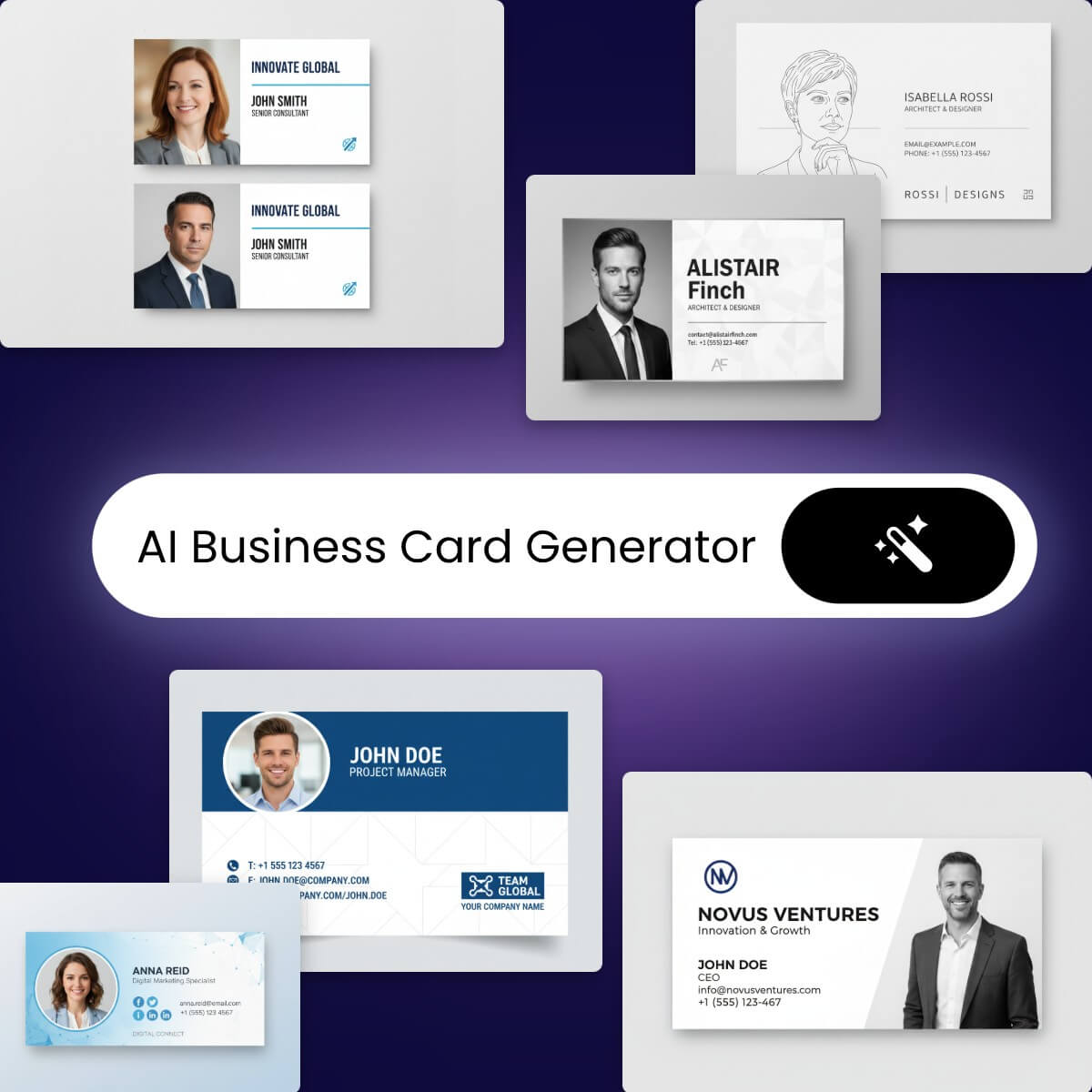 Use fotor ai business card generator to create different types of business cards