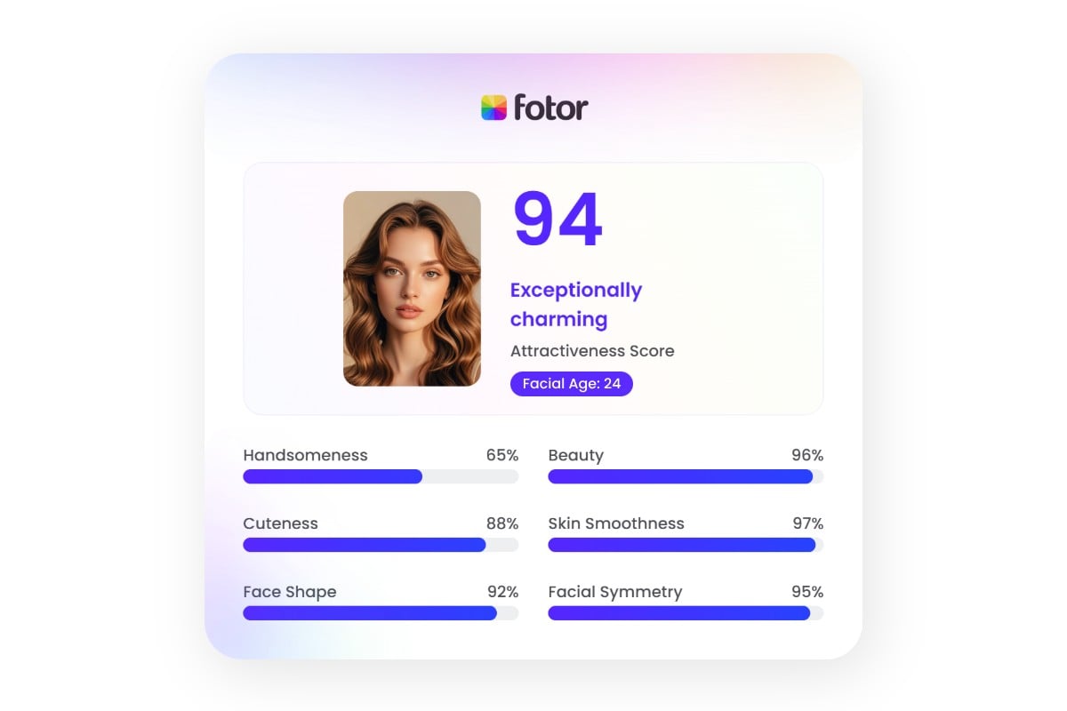 Use fotor pretty scale ai face analyzer to rate a womans beauty