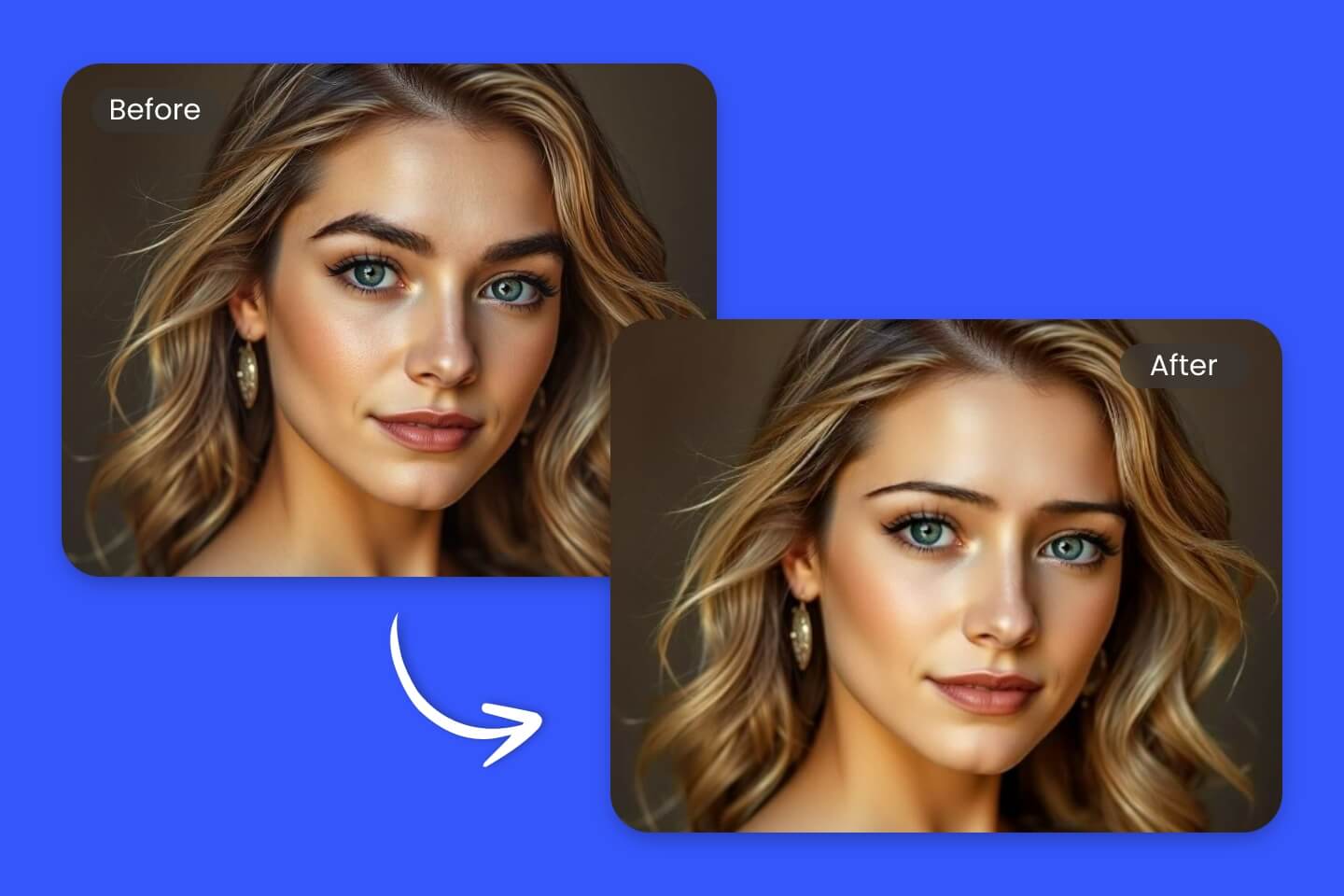 Use the ai eyebrow filter to adjust eyebrows of a beautiful woman in fotor