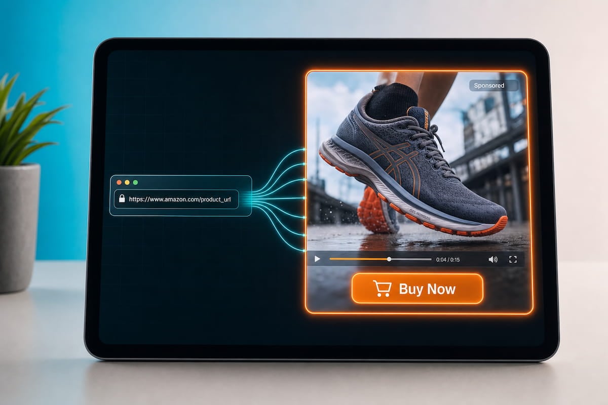 Using fotor url to video converter to turn a link into a sports shoe advertisement video