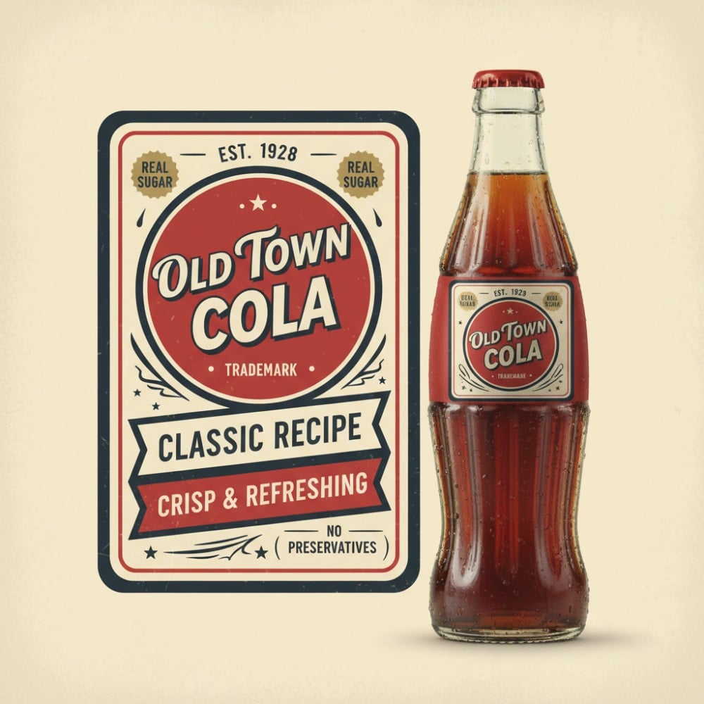 Vintage cola label design generated with fotor ai label generator