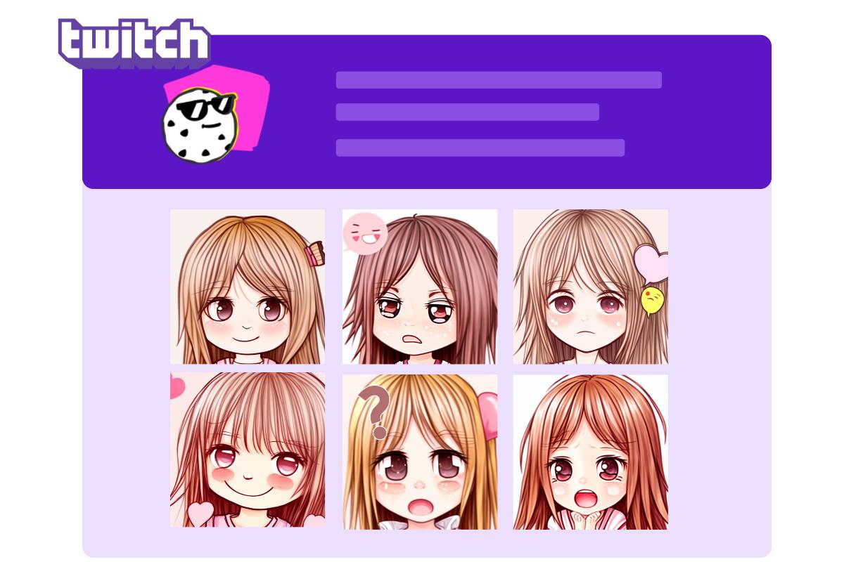 Custom I will create exclusive anime twitch emotes and sub badges Art  Commission | Sketchmob