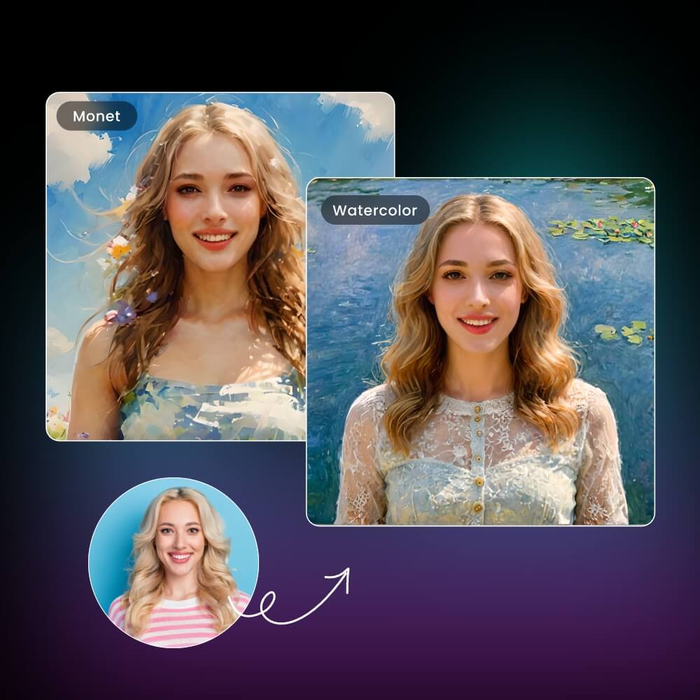 AI art generator from image effect of Monet and watercolor styles