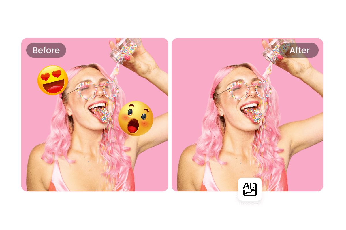 clean up emojis on the image of a girl with emoji remover in clipfly