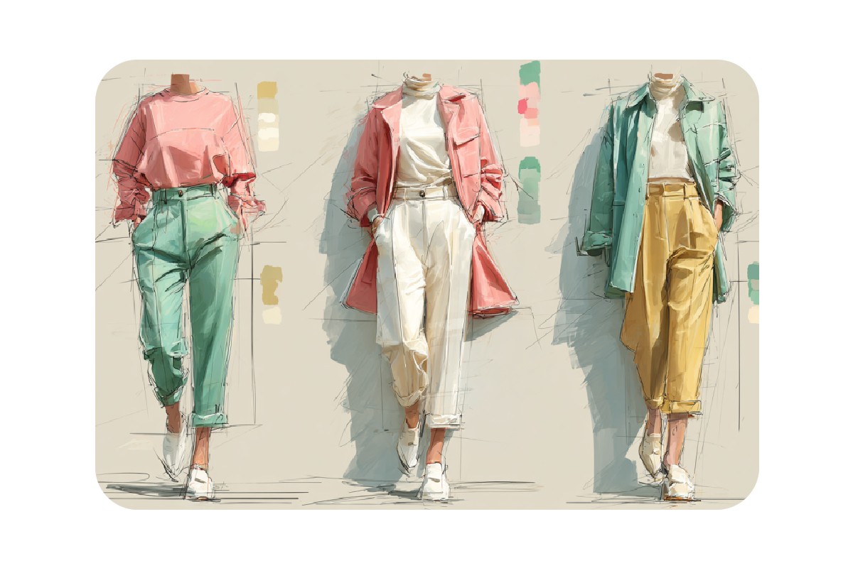 AI fashion design creator featuring three clothing sketch