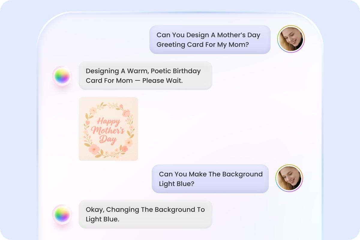 AI virtual assistant for interactive real time image video and design creation