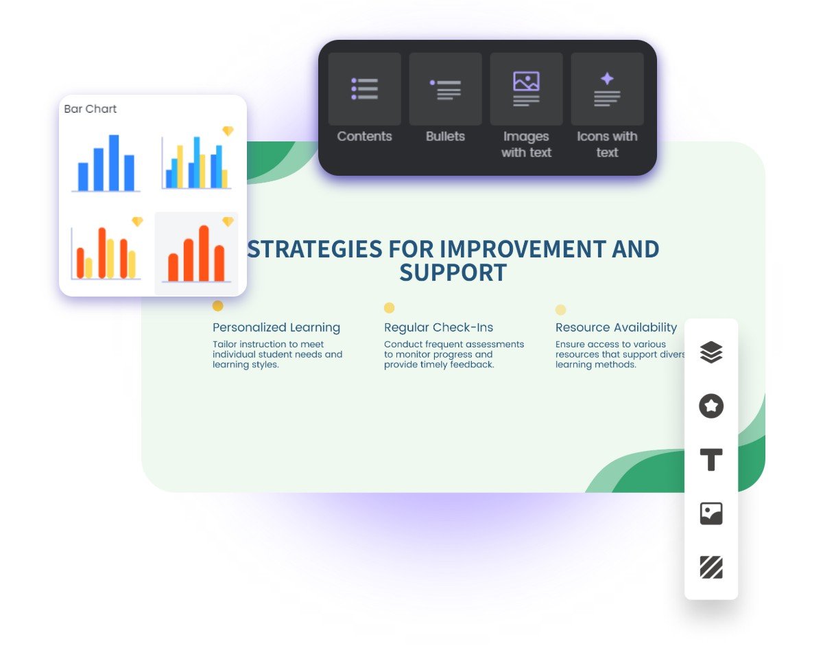 Add charts and change the layout to personalize your generated ppt