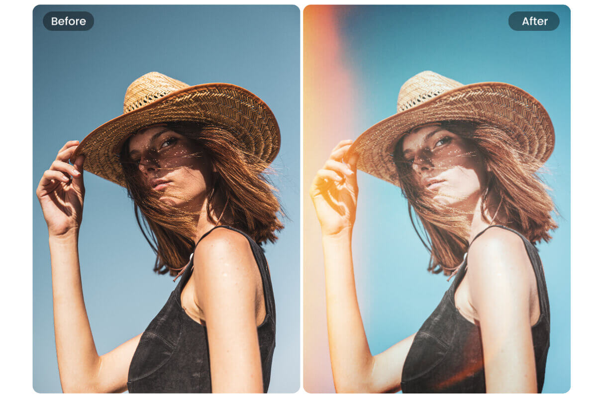 Add cinematic light flare effects to photo