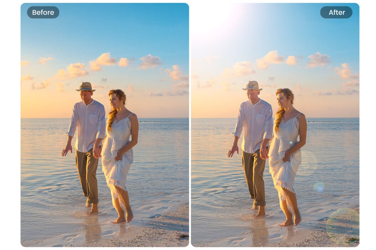 Add lens flare to photo online for free using Fotor lens flare generator