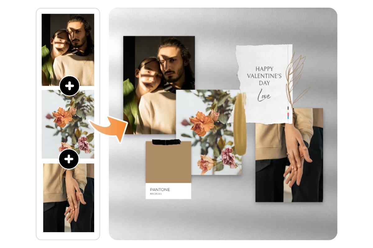 画像の上に画像を重ねることで写真コラージュを作成する