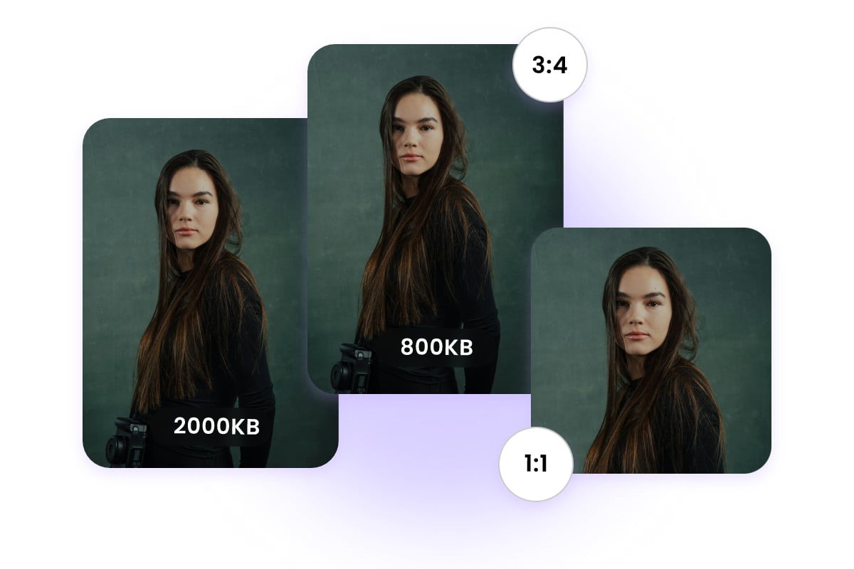 Adjust the size and kb of a photo of a woman in black clothes