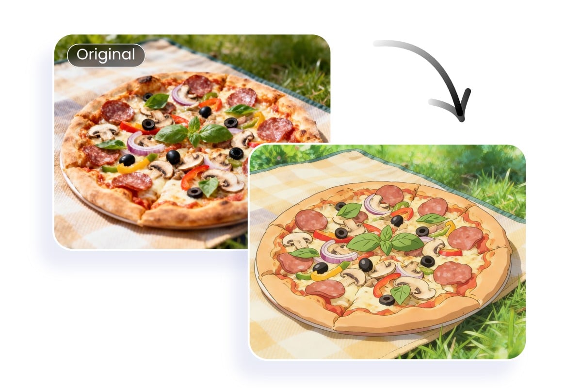 An image of generating an AI Ghibli food images from the current food photo