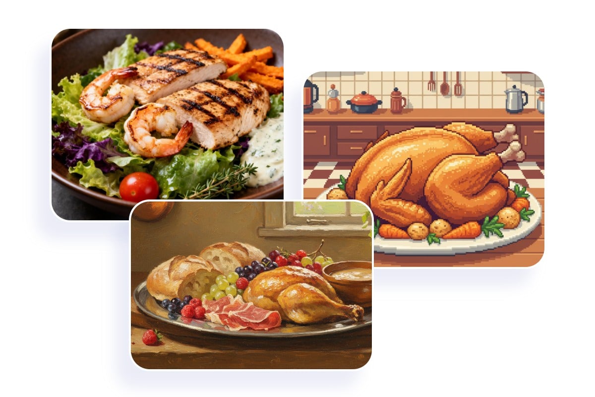 An image of generating an AI food art images from the existing food photo