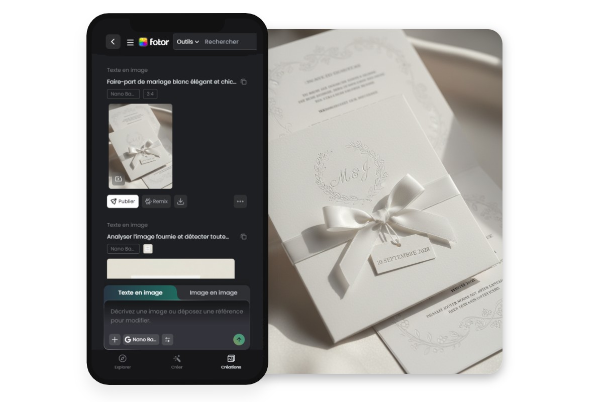 Application pour faire part vous permettant de créer en déplacement