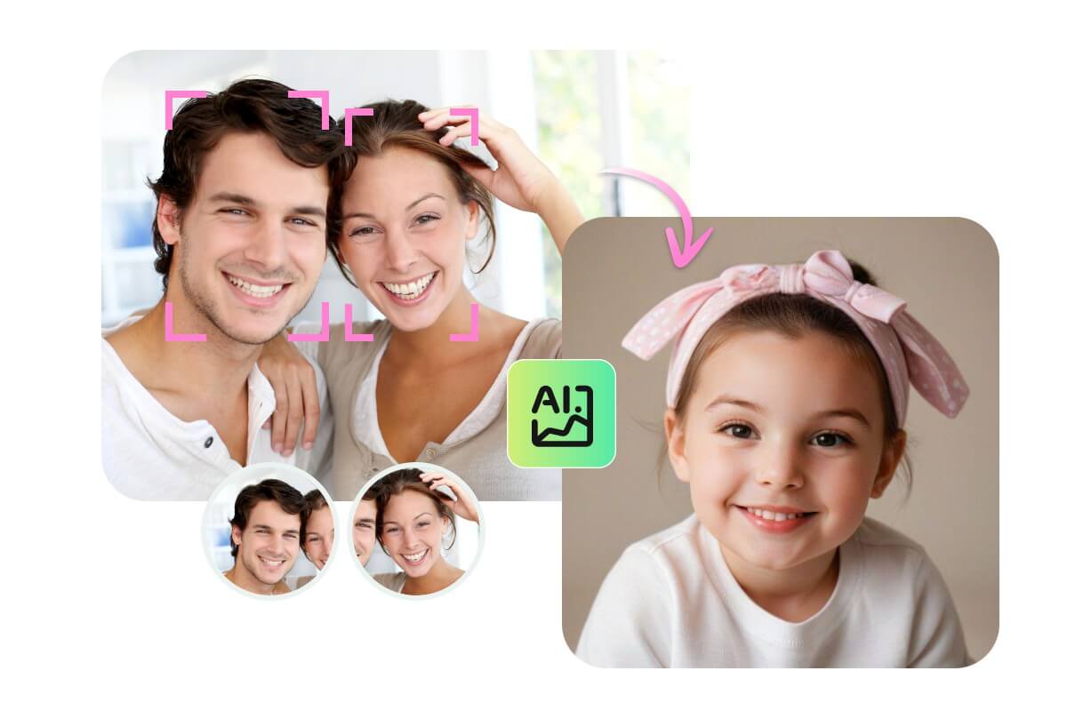 Prédiser et générer automatiquement une photo de visage de futur bébé à partir des photos du couple téléversées en utilisant la technologie IA avancée