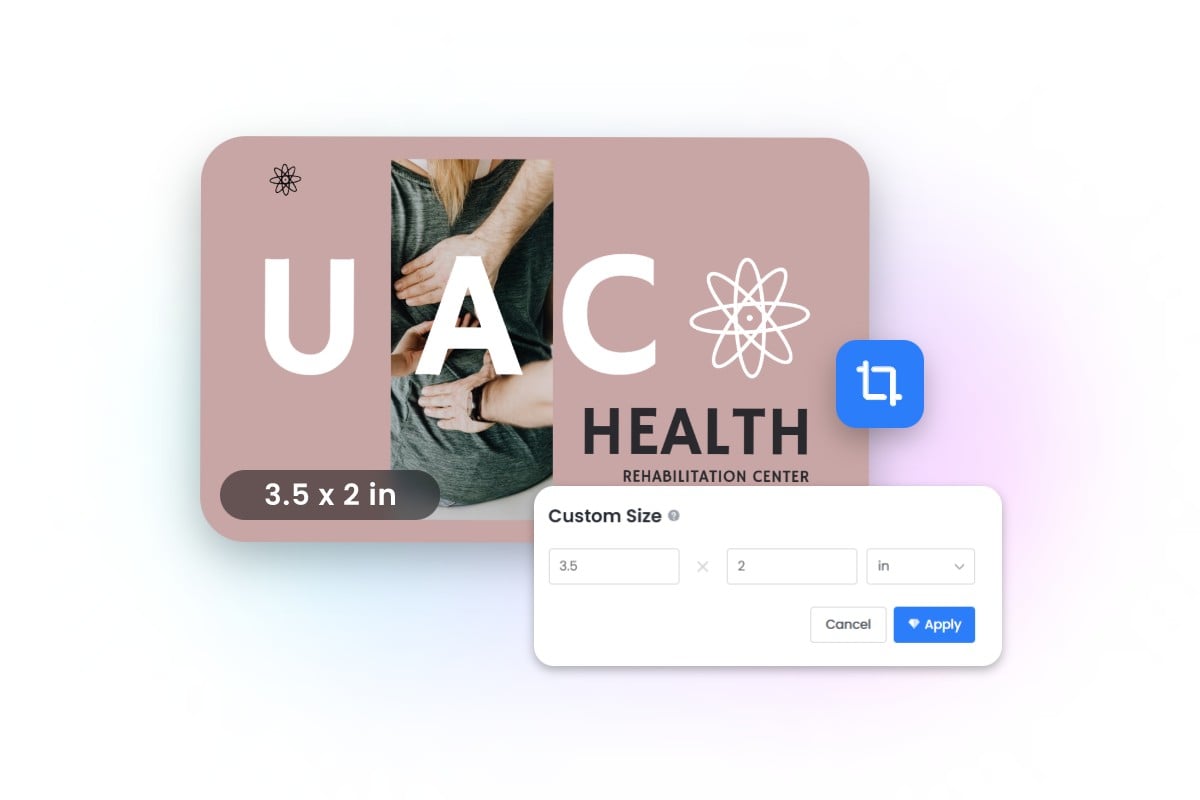 customize the size of a grey pink business card in fotor business card maker