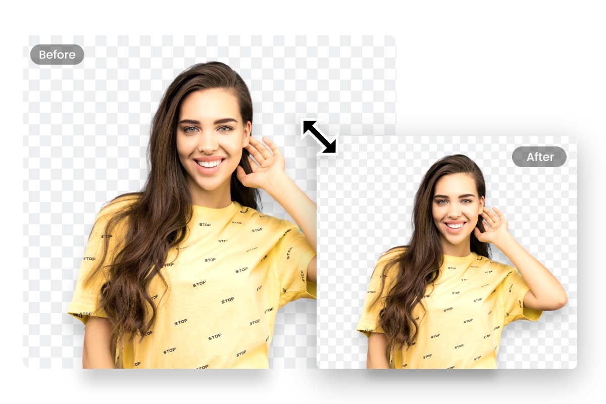 Cambiar el tamaño de una foto con un fondo transparente