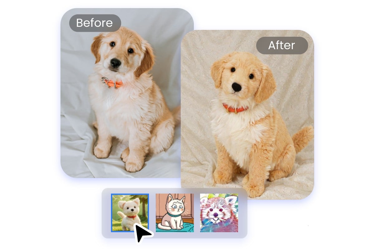 Cartoon a golden retriever pups