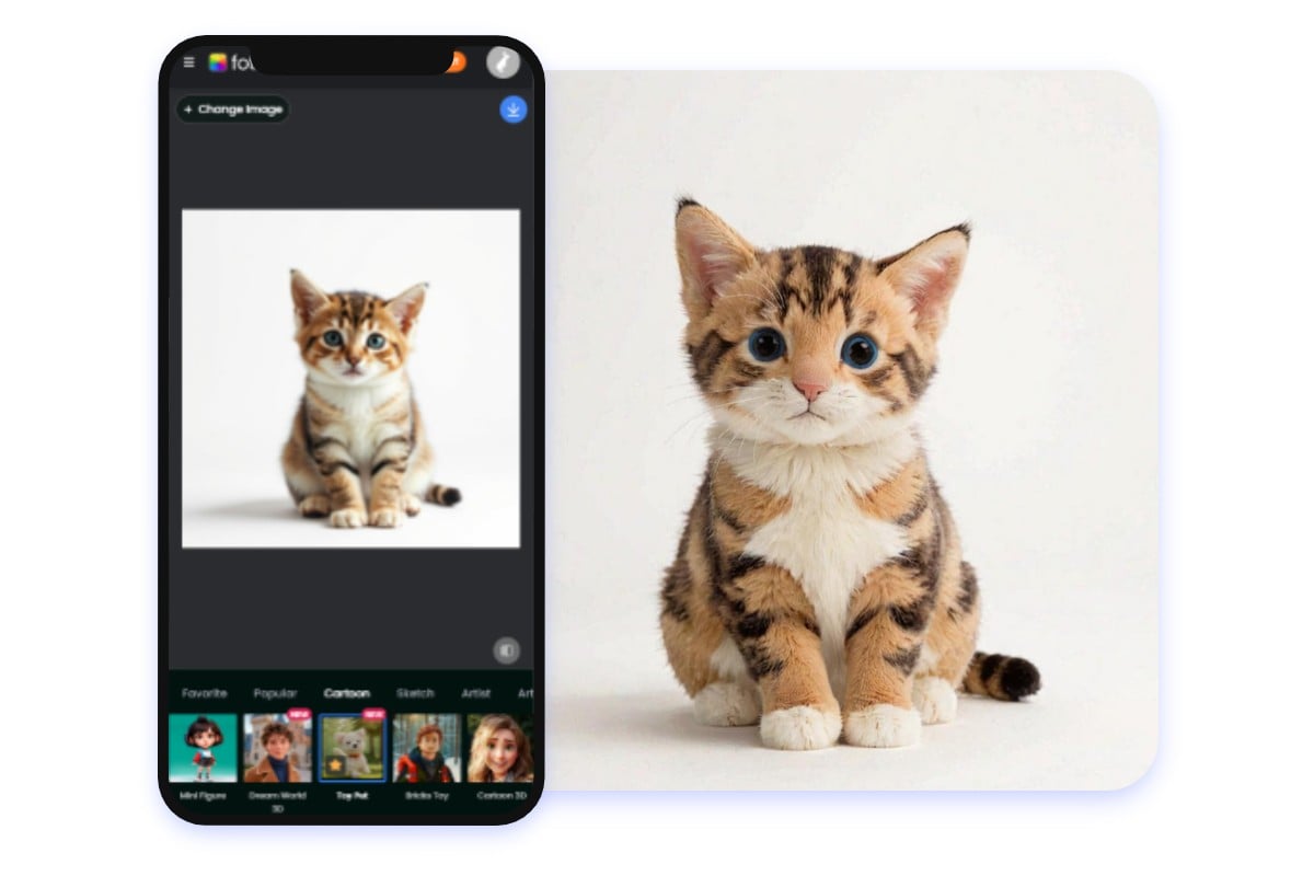 Cartoonize your cat with fotors cartoonizer app