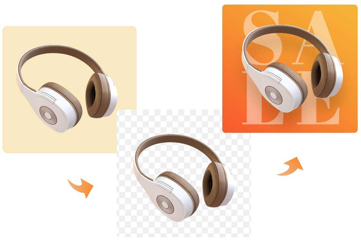 Change headphone background to transparent and colorful background with promotion icon