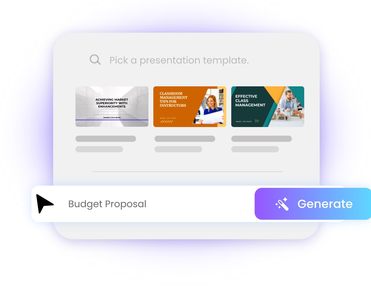 Choose a grey template and enter the topic of budget proposal to fotor ai presentation maker to generate slides