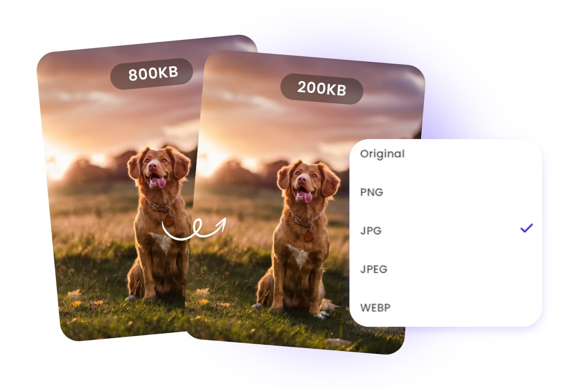 Compress image size to smaller KB for various file formats