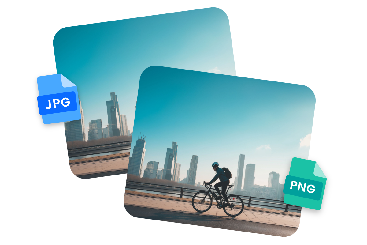 Convert cyclist jpg image to png using fotor