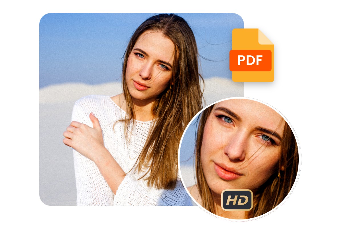 Convert one long haired girl image from JFIF to PDF format without losing quality in Fotor online JFIF to PDF converter