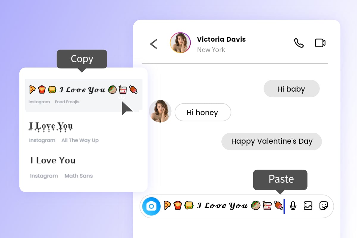 Copy and paste fancy text fonts for Instagram message